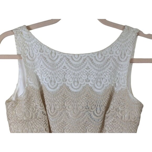 White House Black Market Women size 0 Dress Crochet Lace Overlay Belt Cruise NYC - Picture 5 of 11